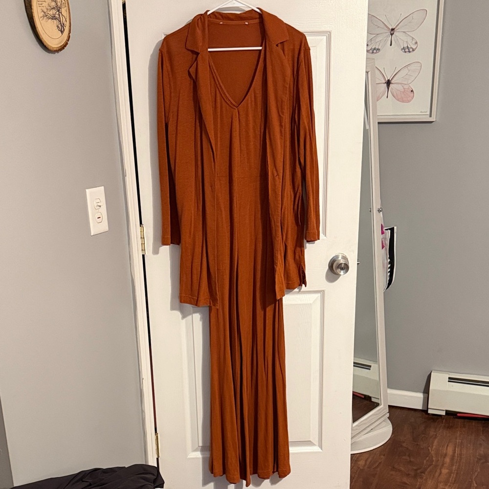 FP Beach Rust Brown Romper & Cardigan Set